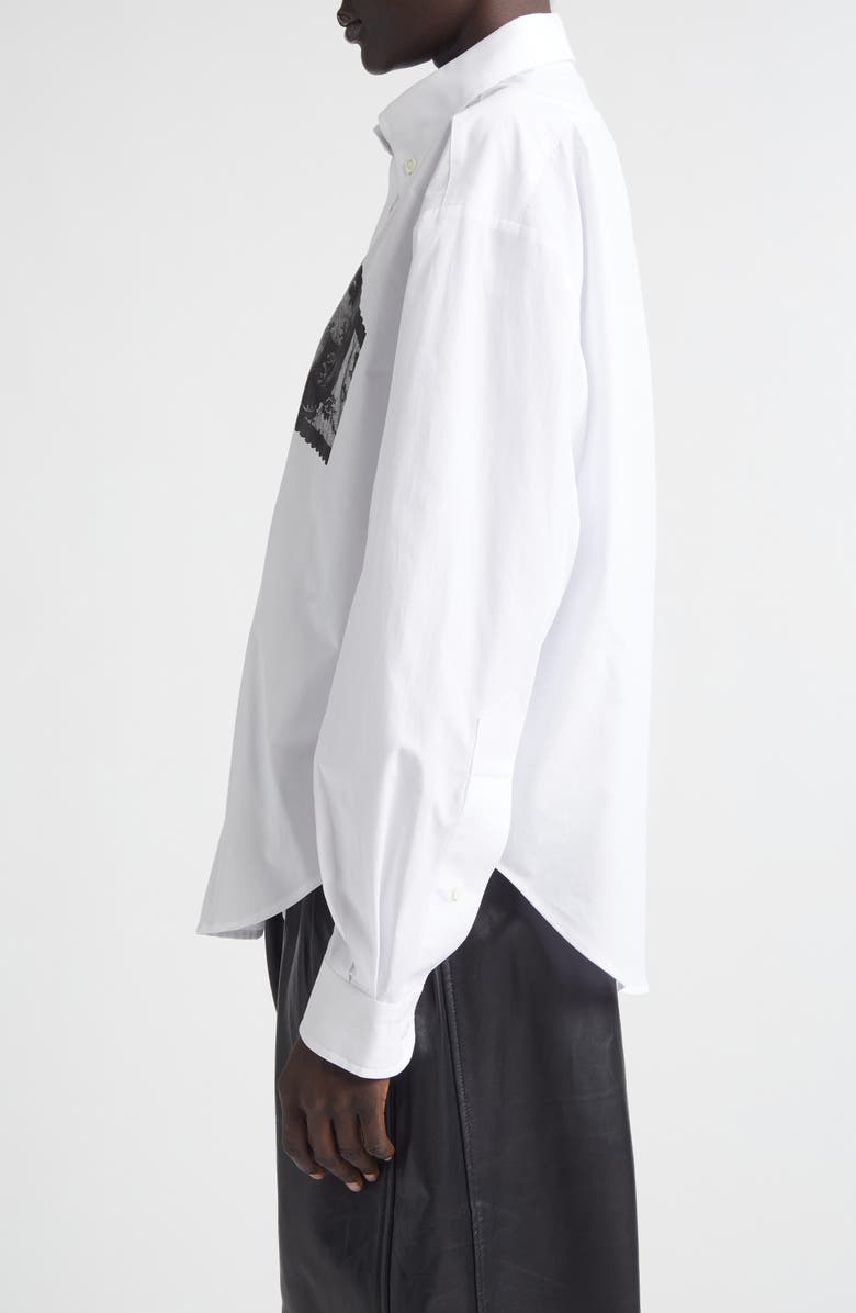 Vaquera Trompe l'Oeil Bra Button-Down Shirt, Alternate, color, White