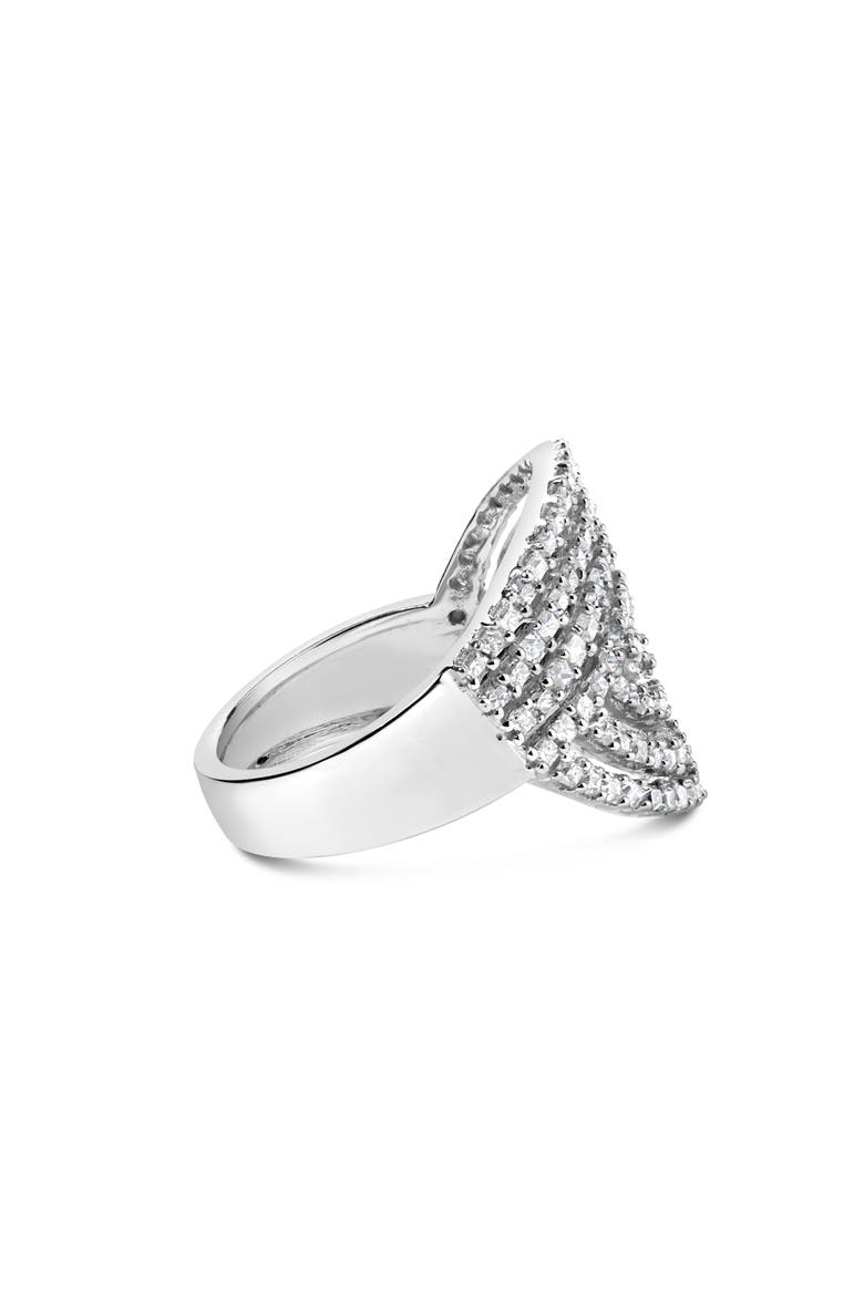 10K White Gold 1 1/2 Cttw Princess Diamond Swirl Design Cocktail Ring, Alternate, color, White Gold