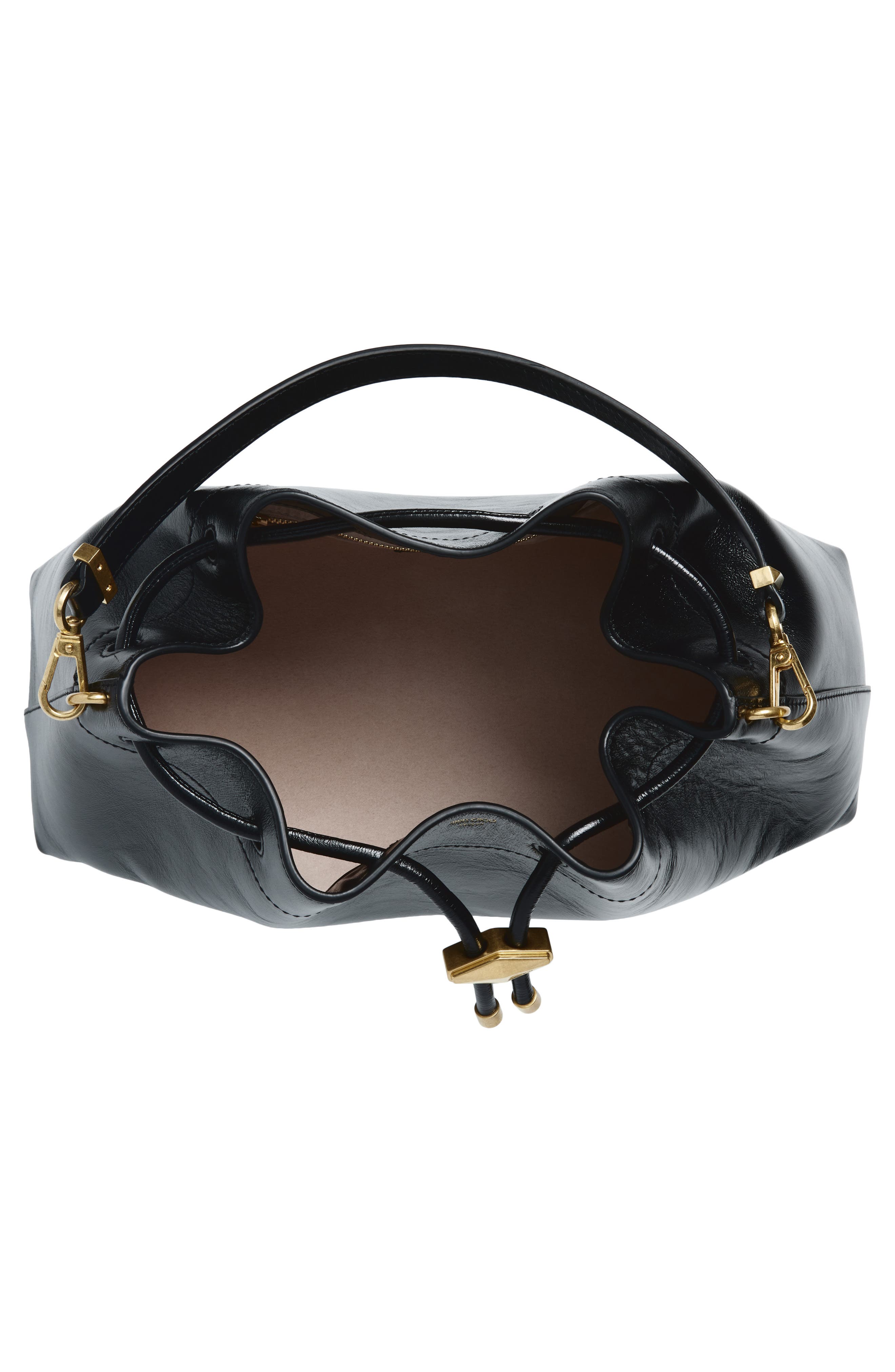 Cinch M Leather Bucket Bag, Alternate, color, BLACK/ GOLD