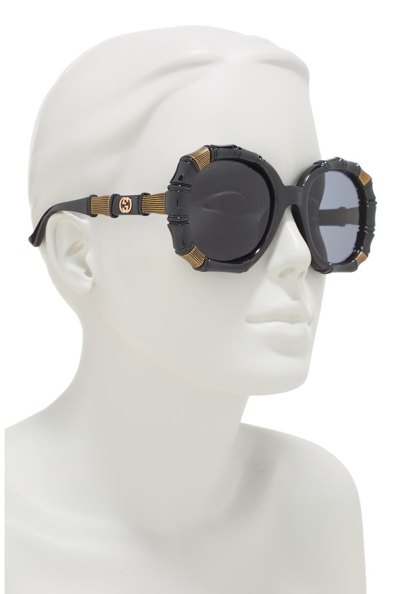 54mm Round Sunglasses, Alternate, color, BLACK BLACK GREY/ GRY