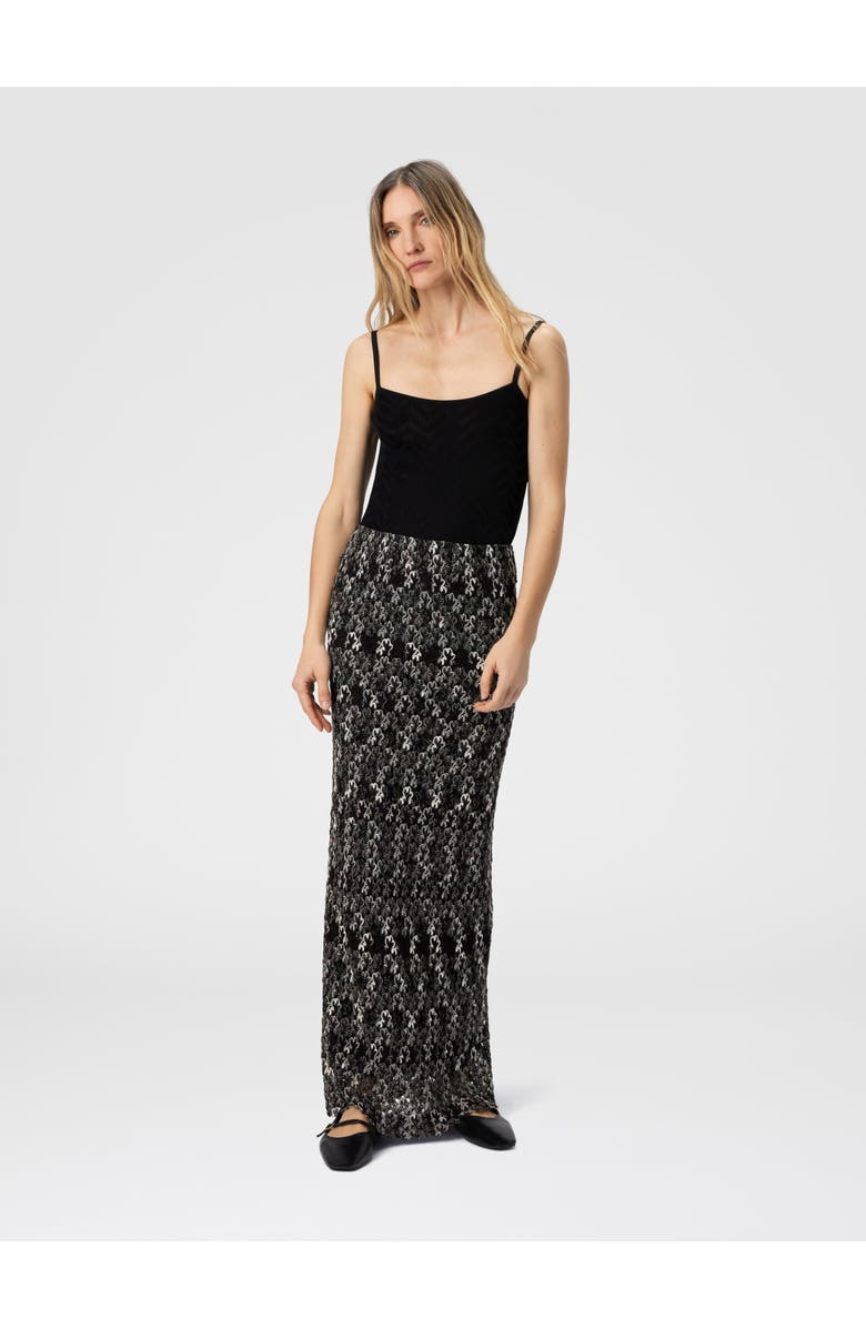 Missoni Long Pencil Skirt In Embroidered Lace, Alternate, color, Black & Brown
