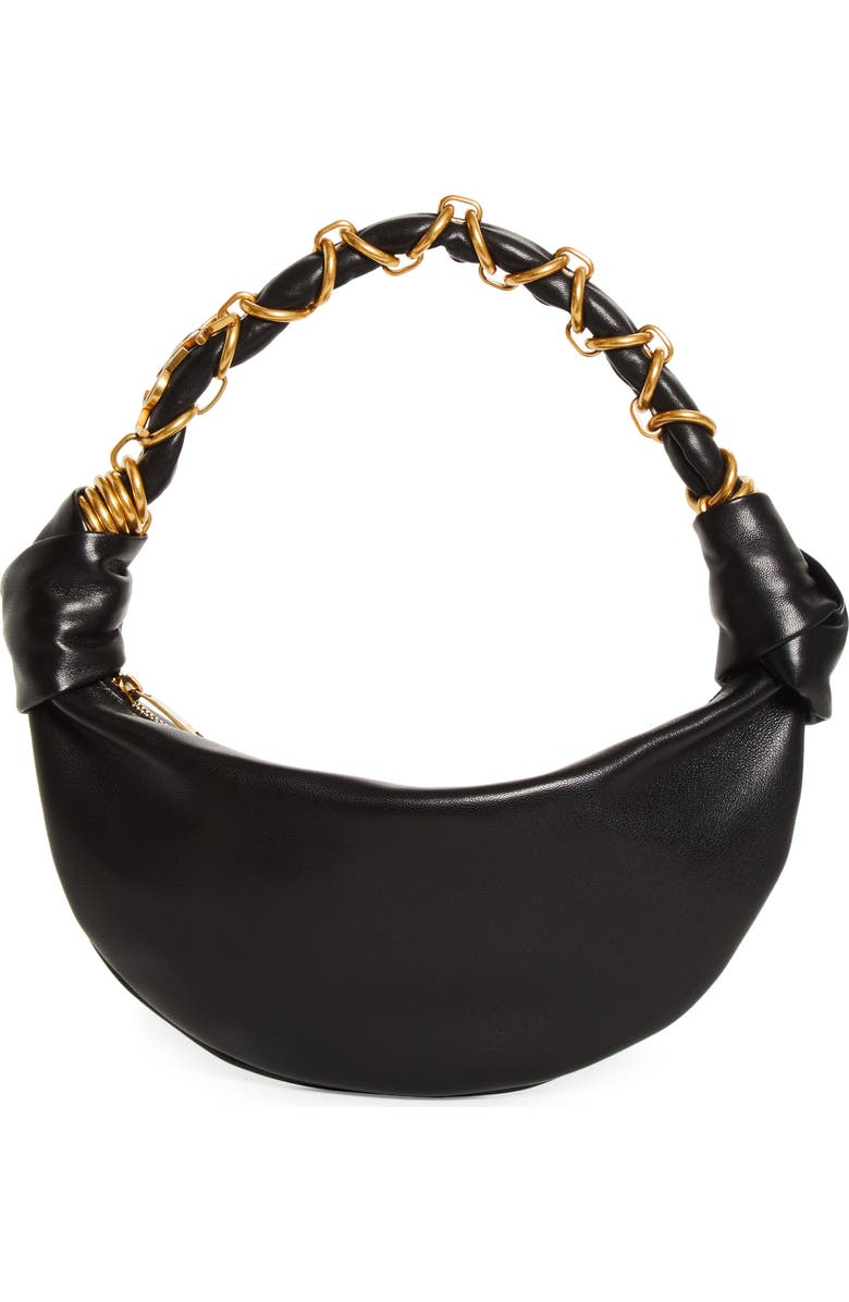 Saint Laurent Mini Amalia Suede Hobo Bag, Main, color, Noir