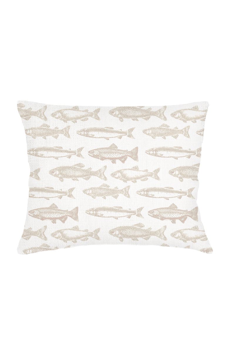 School of Fish Linen Dutch Euro Pillow with Down Alternative Insert, Main, color, Natural Beige