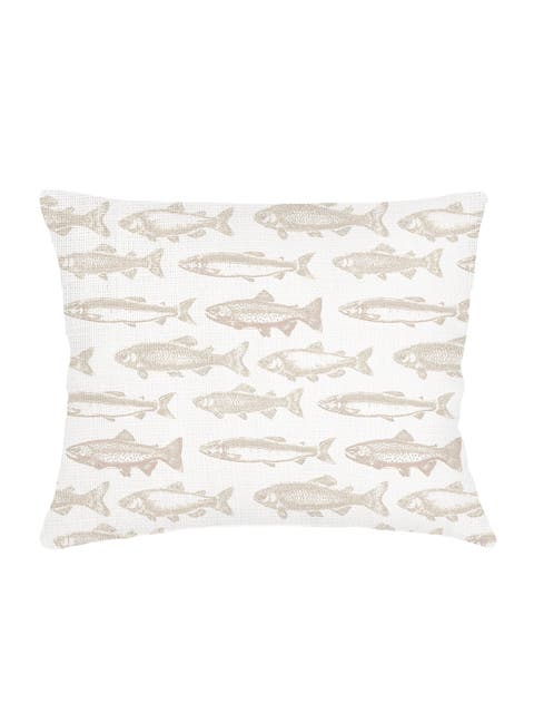 School of Fish Linen Dutch Euro Pillow with Down Alternative Insert