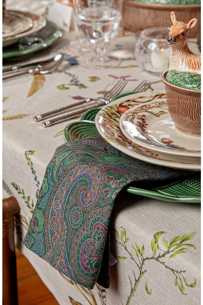 Set of 4 Paisley Linen Napkins, Alternate, color, EVERGREEN
