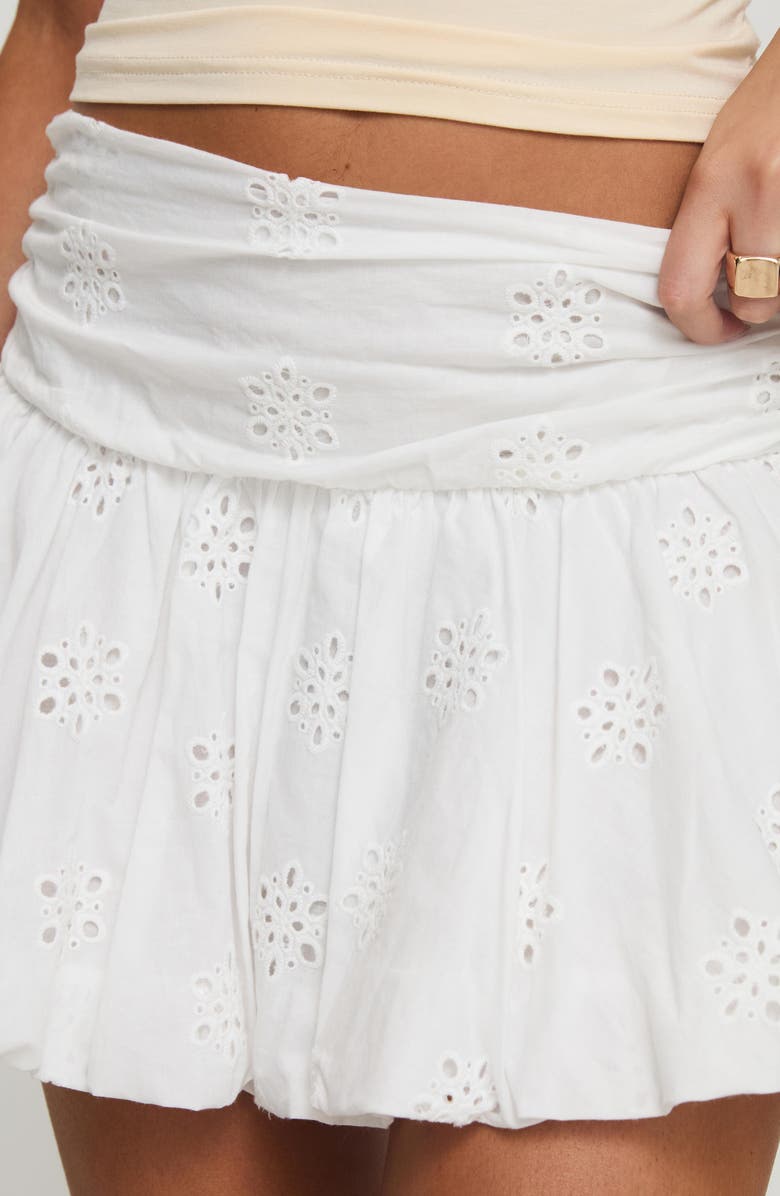 Princess Polly Eyelet Embroidered Bubble Hem Cotton Miniskirt, Alternate, color,
