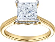 LuvMyJewelry Genoveva 14K Yellow Gold Princess Cut Lab Grown Diamond Hidden Halo Engagement Ring - 2.2 Ct
