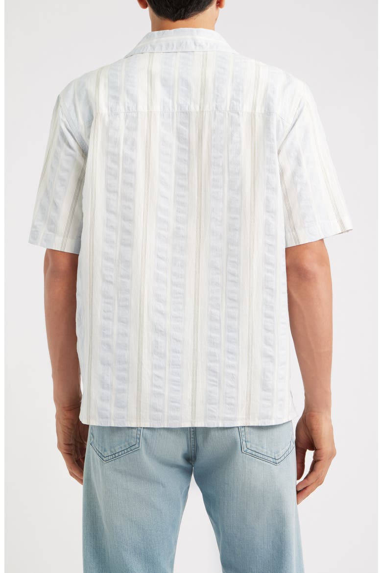 Didicot Stripe Cotton Seersucker Camp Shirt, Alternate, color, ECRU / LIGHT BLUE