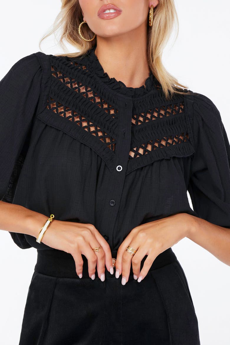 Chelsea Detail Blouse, Alternate, color, Soft Black