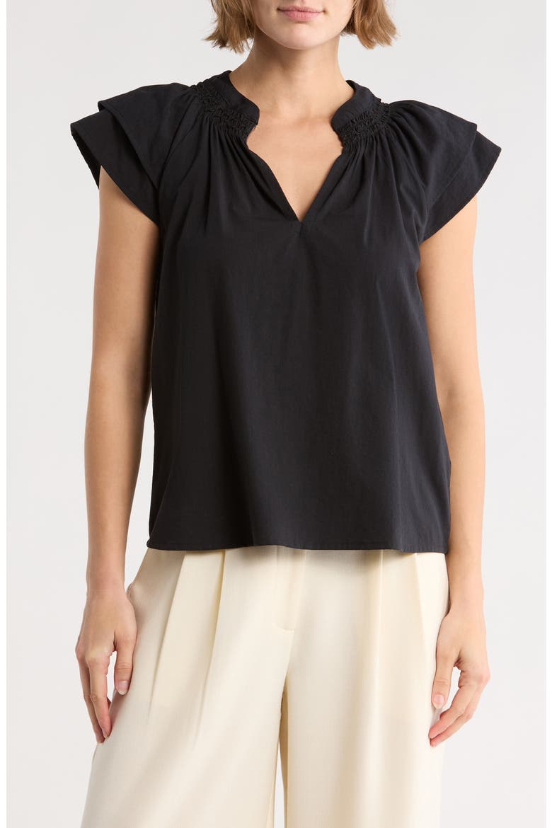 Brynn Short Sleeve Top, Main, color, BLACK