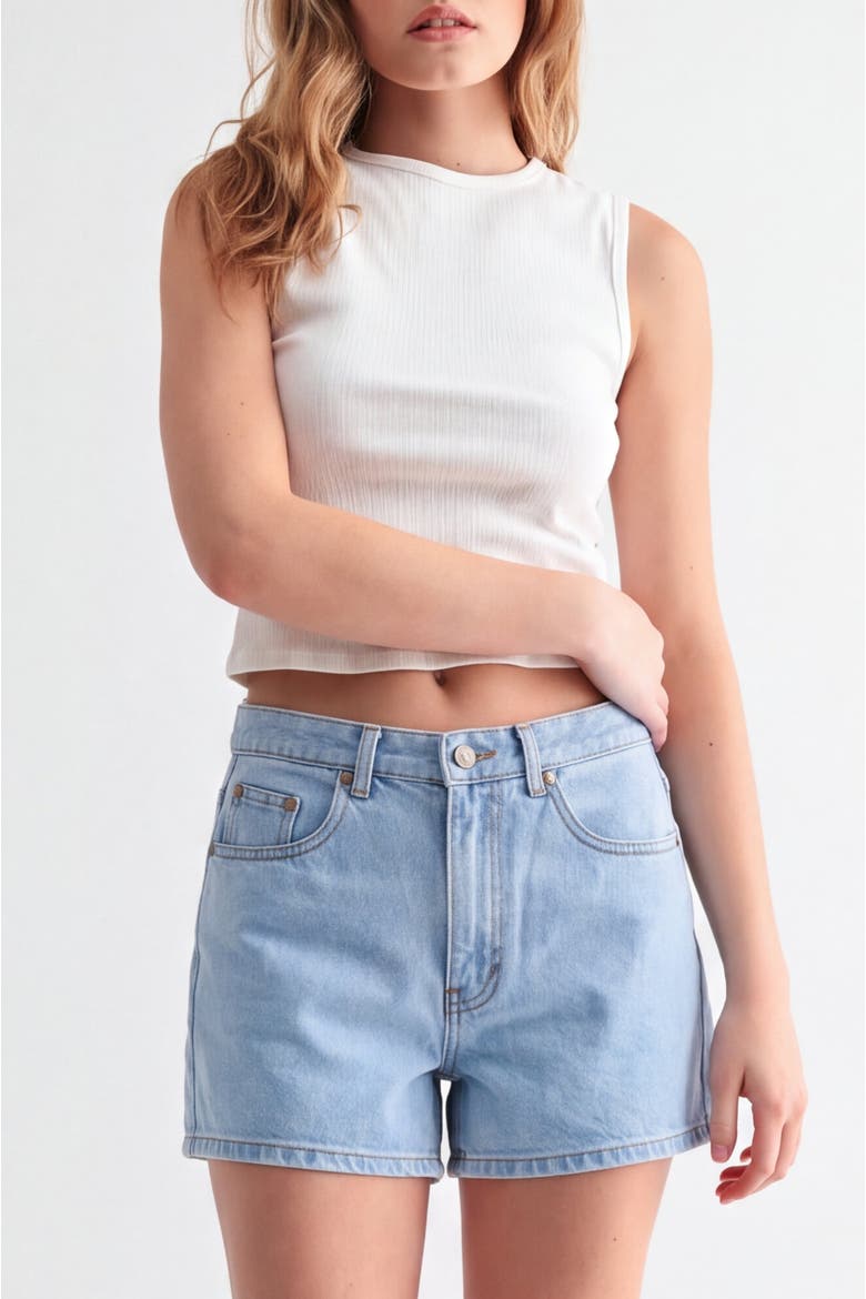 High Waist Denim Shorts, Alternate, color, Light Wash