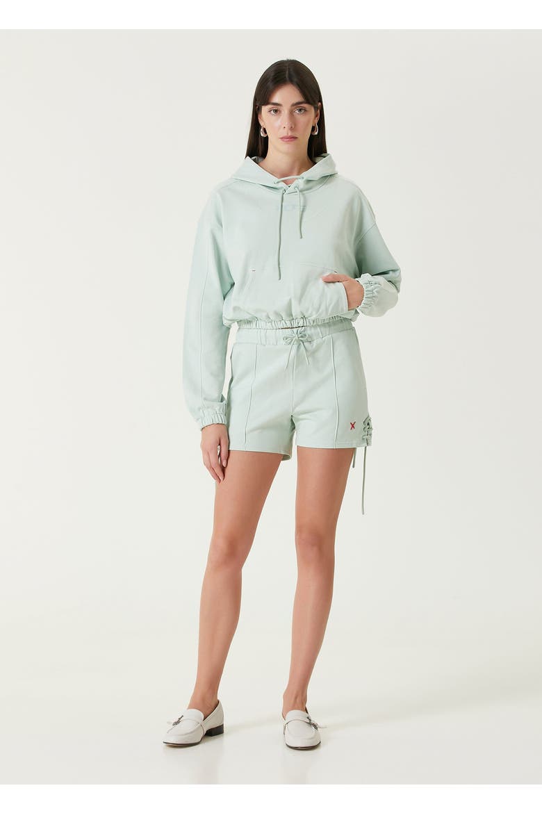 Pure Cotton Free Heaven Cord Women Shorts, Alternate, color, green surf spray
