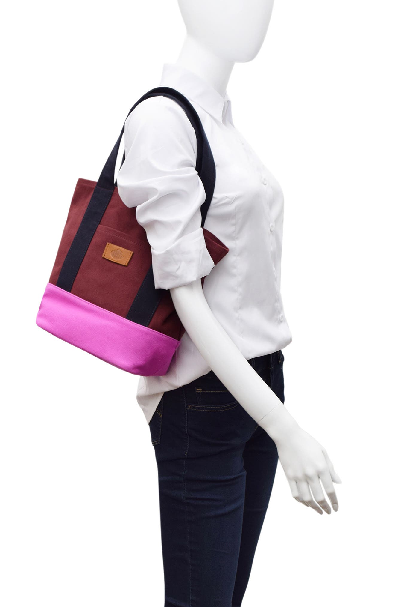 Kylee Medium Colorblocked Tote, Alternate, color, MALBEC/ MIDNIGHT