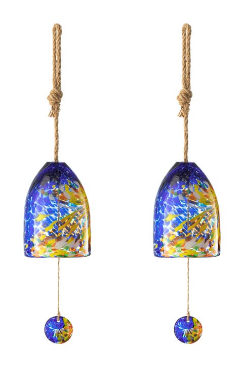 Set of 2 26"H Glass Twist Glaze Windchime