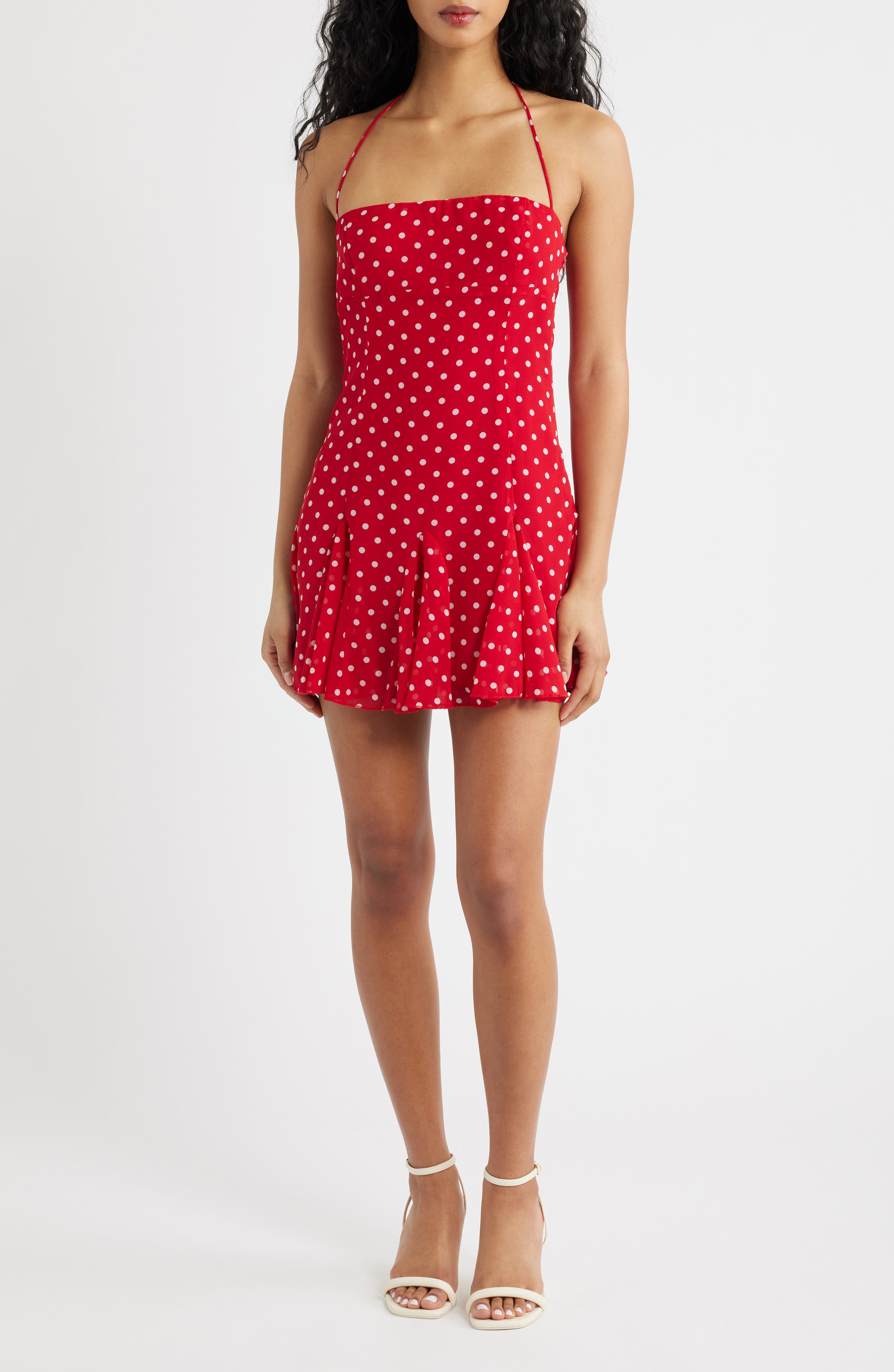Princess Polly Delamere Polka Dot Halter Minidress