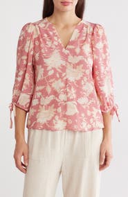 Renee C Floral Puff Sleeve Blouse