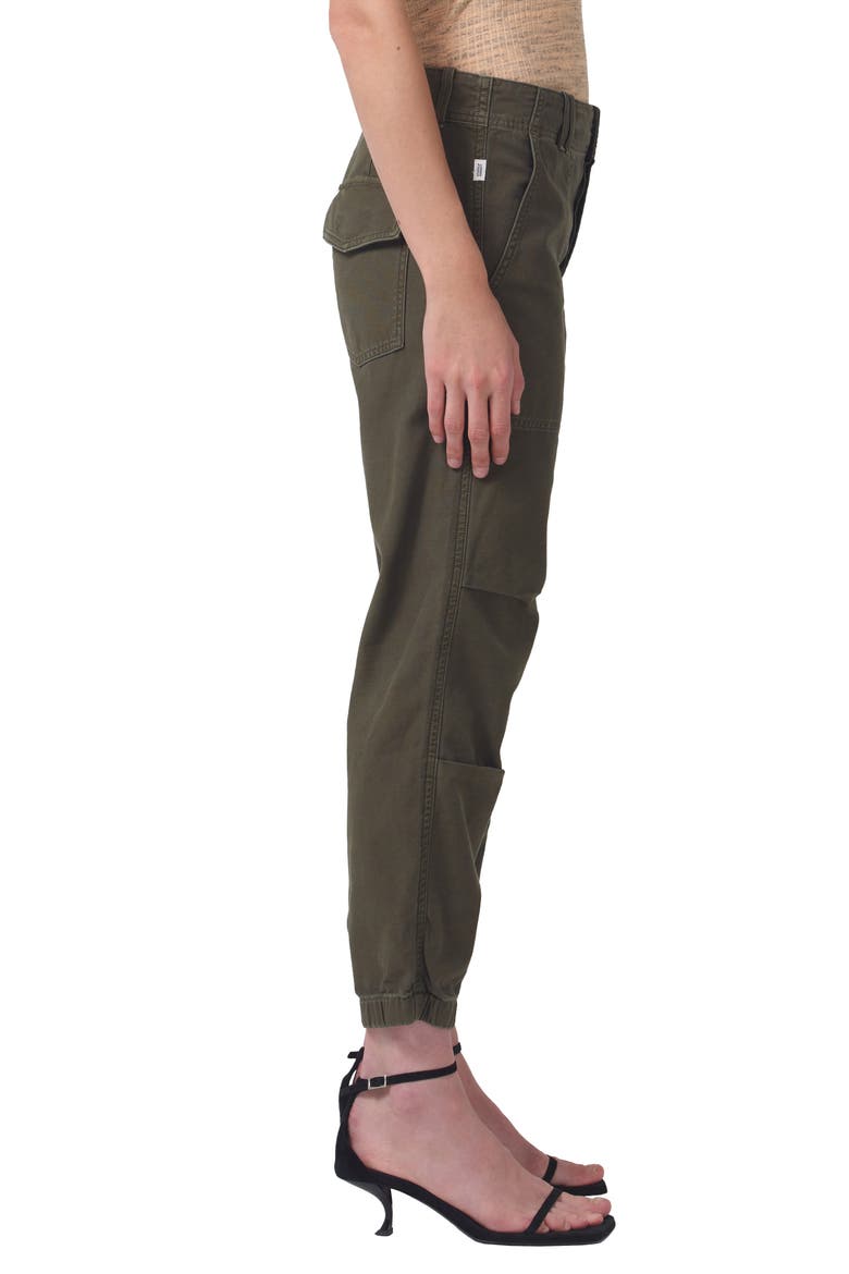 Agni Crop Twill Utility Trousers, Alternate, color, TEA LEAF