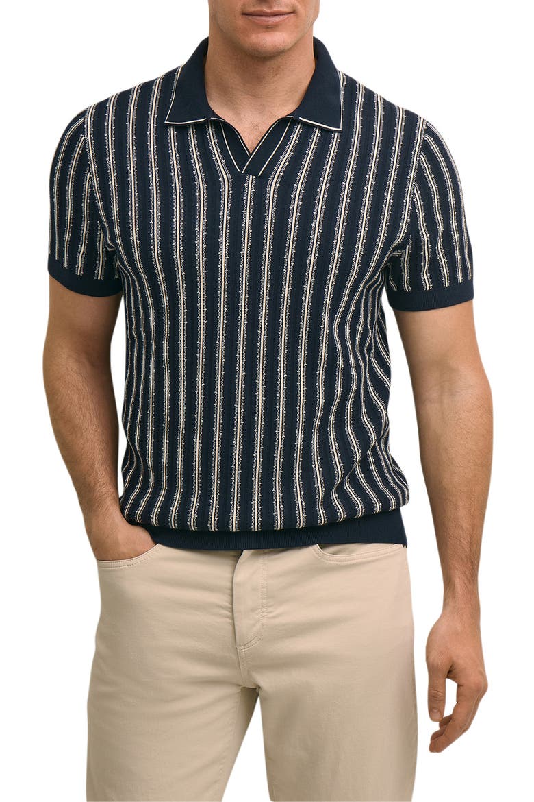 Vertical Mini Stripe Johny Collar Polo, Main, color, VERTICAL STRIPE NAVY