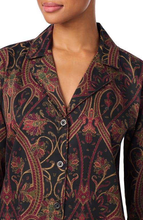 Ralph Lauren Lauren  Paisley Cotton Blend Pajamas In Brown