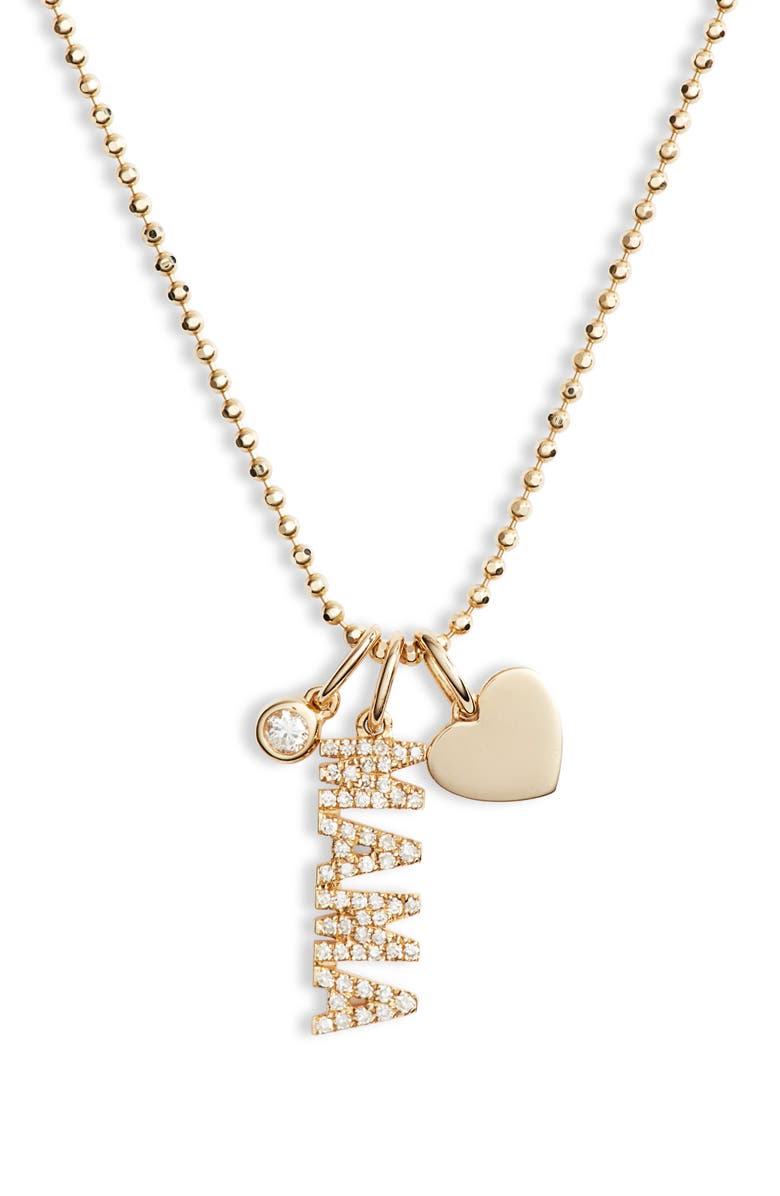 EF Collection Diamond Mama Charm Necklace, Main, color,
