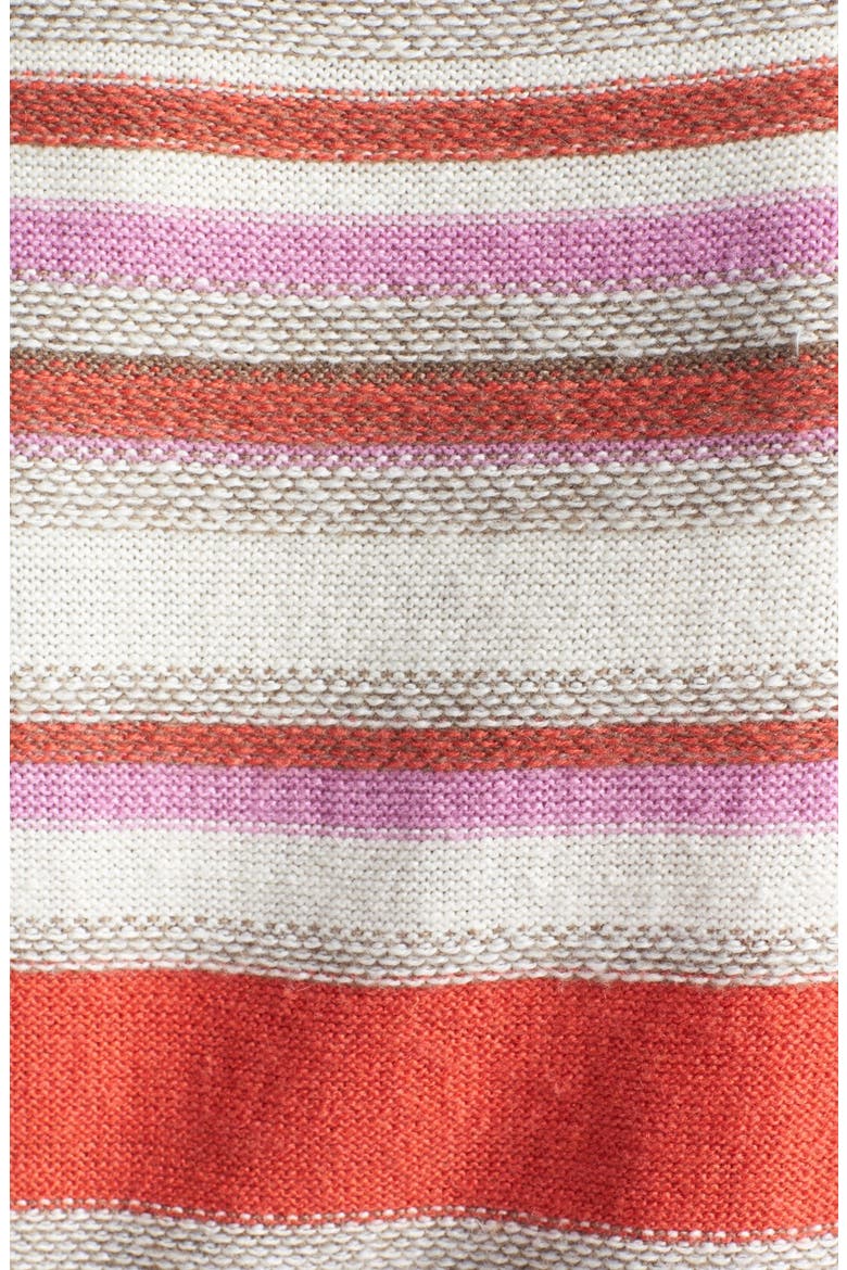 Open Crewneck Sweater, Alternate, color, RED PAPRIKA STRIPE