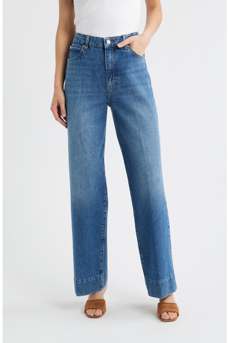 The Streamline High Waist Straight Leg Jeans, Main, color, SWAN