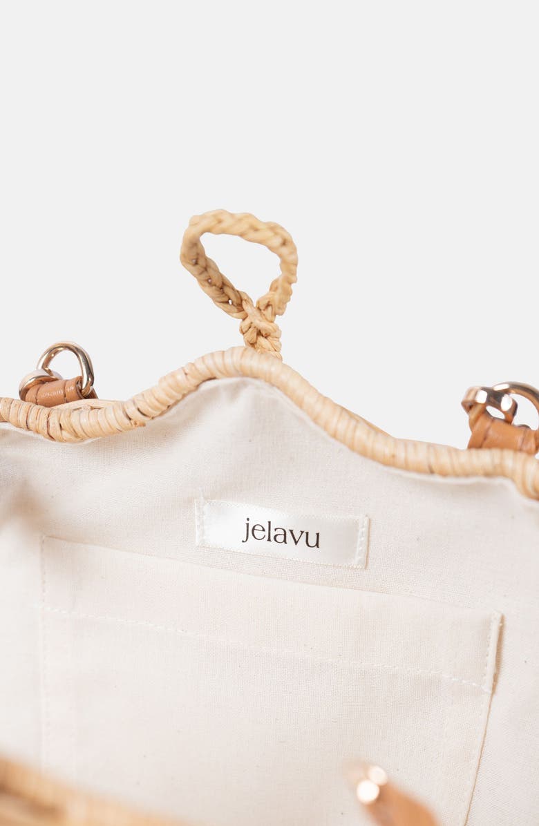 Jelavu Rattan Shell Faux Pearl Top Handle Bag, Alternate, color, Light Natural