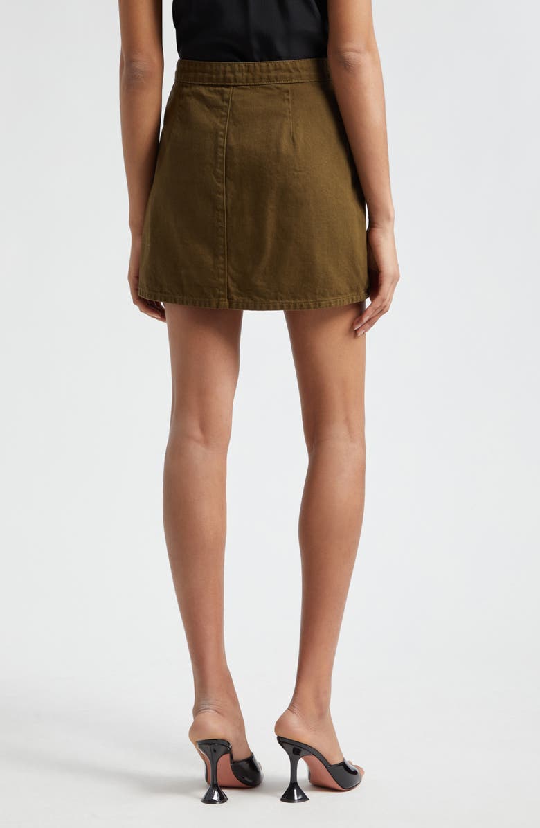 L'AGENCE Kris Button Front Cotton A-Line Miniskirt, Alternate, color, Olive Grove