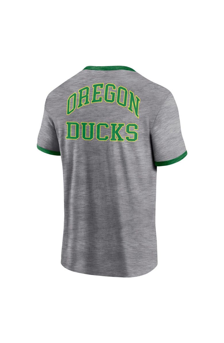 FANATICS Men's Fanatics Branded Heather Gray Oregon Ducks Classic Stack Ringer T-Shirt, Alternate, color, Heather Gray