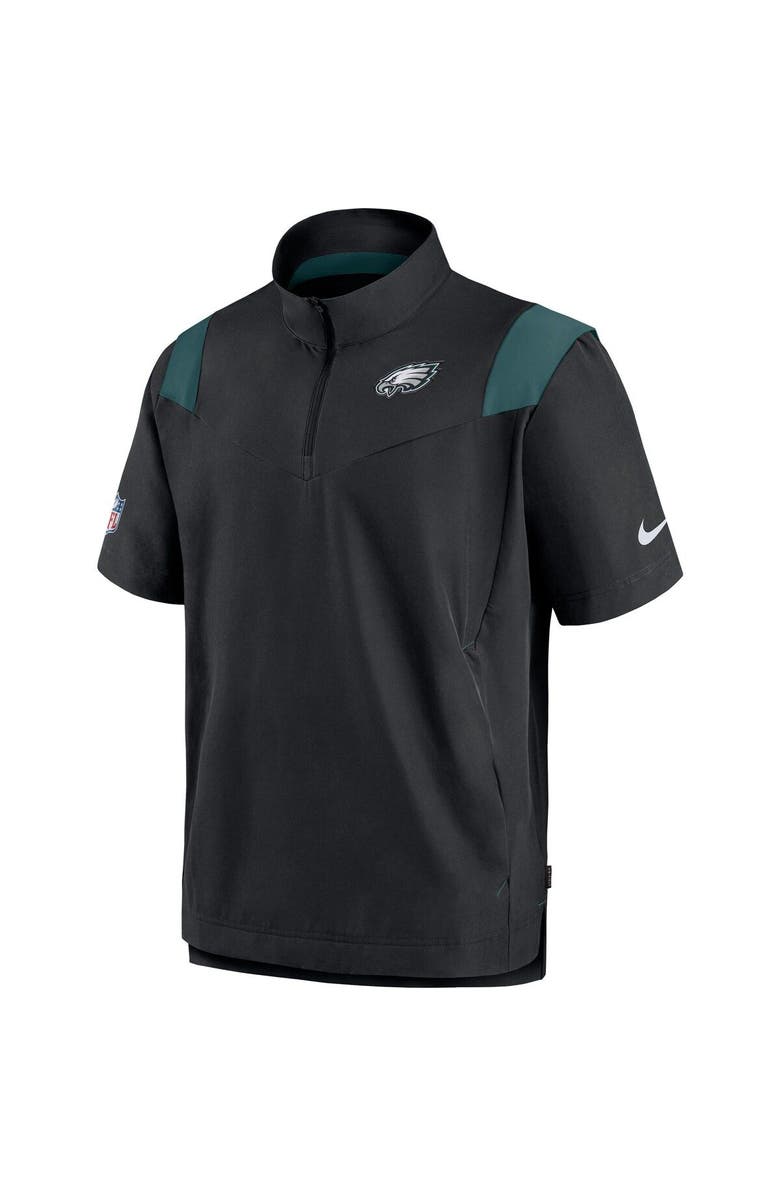 Nike Men's Nike Black Philadelphia Eagles Sideline Coaches Short Sleeve Quarter-Zip Jacket, Alternate, color,