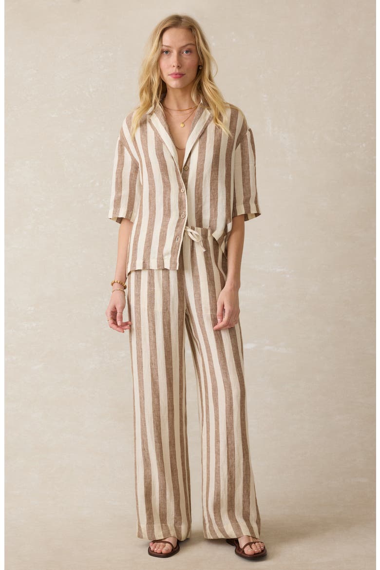 Palma Linen Stripe Drawstring Pants, Alternate, color, COCOA BEACH STRIPE