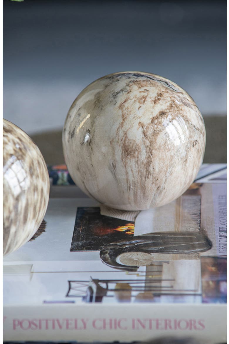 Set of 6 Marble Ceramic Ball Accents, Alternate, color, GRAY