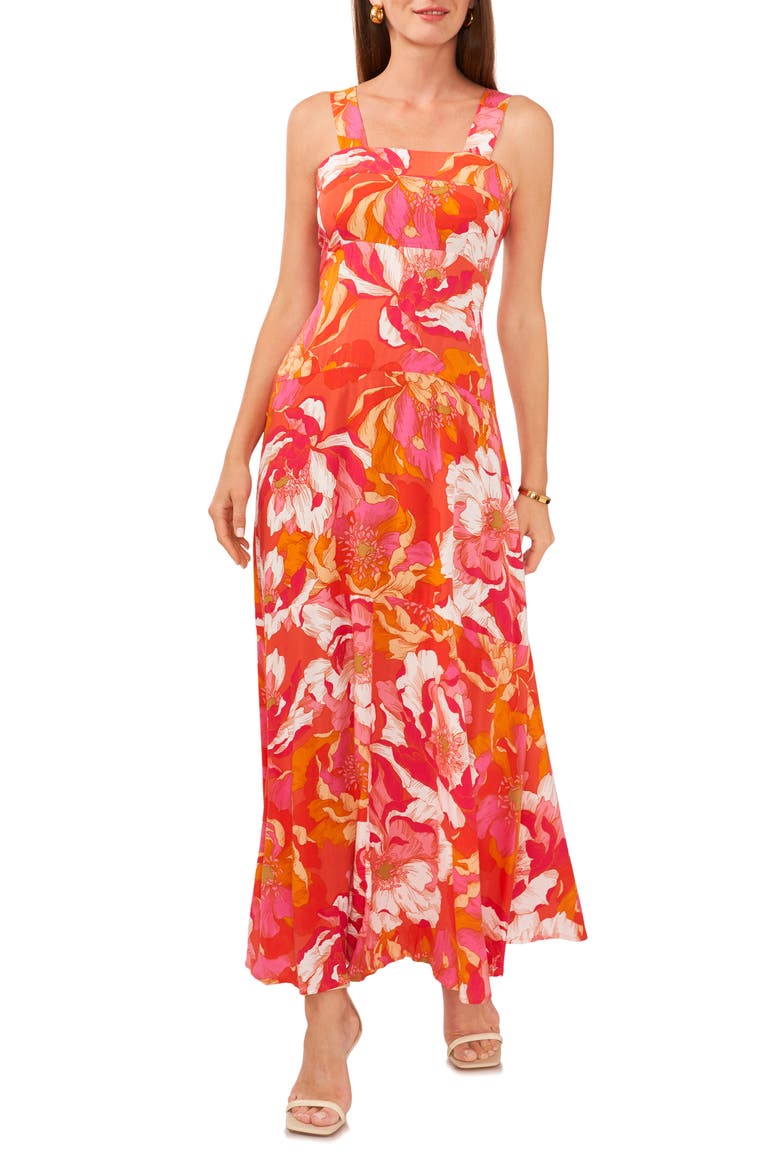 Print Tiered Maxi Dress, Main, color, RADIANT ORANGE