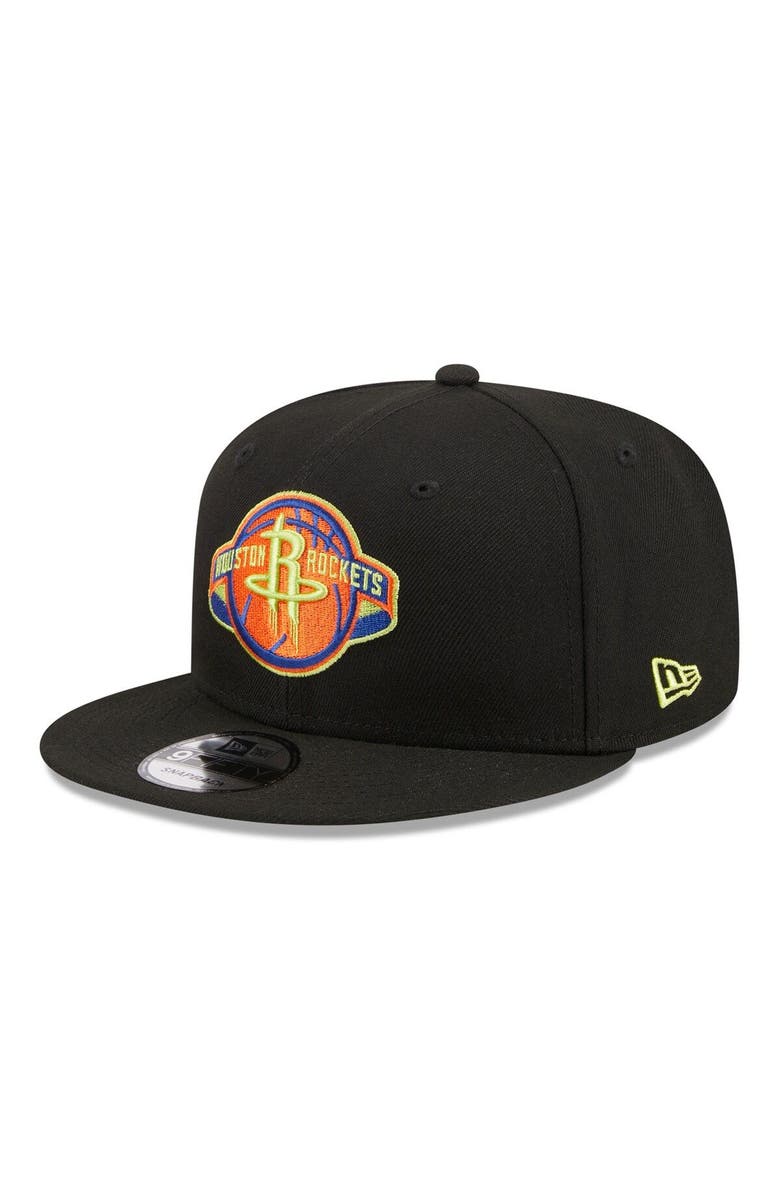 New Era Men's New Era Black Houston Rockets Neon Pop 9FIFTY Snapback Hat, Alternate, color, 