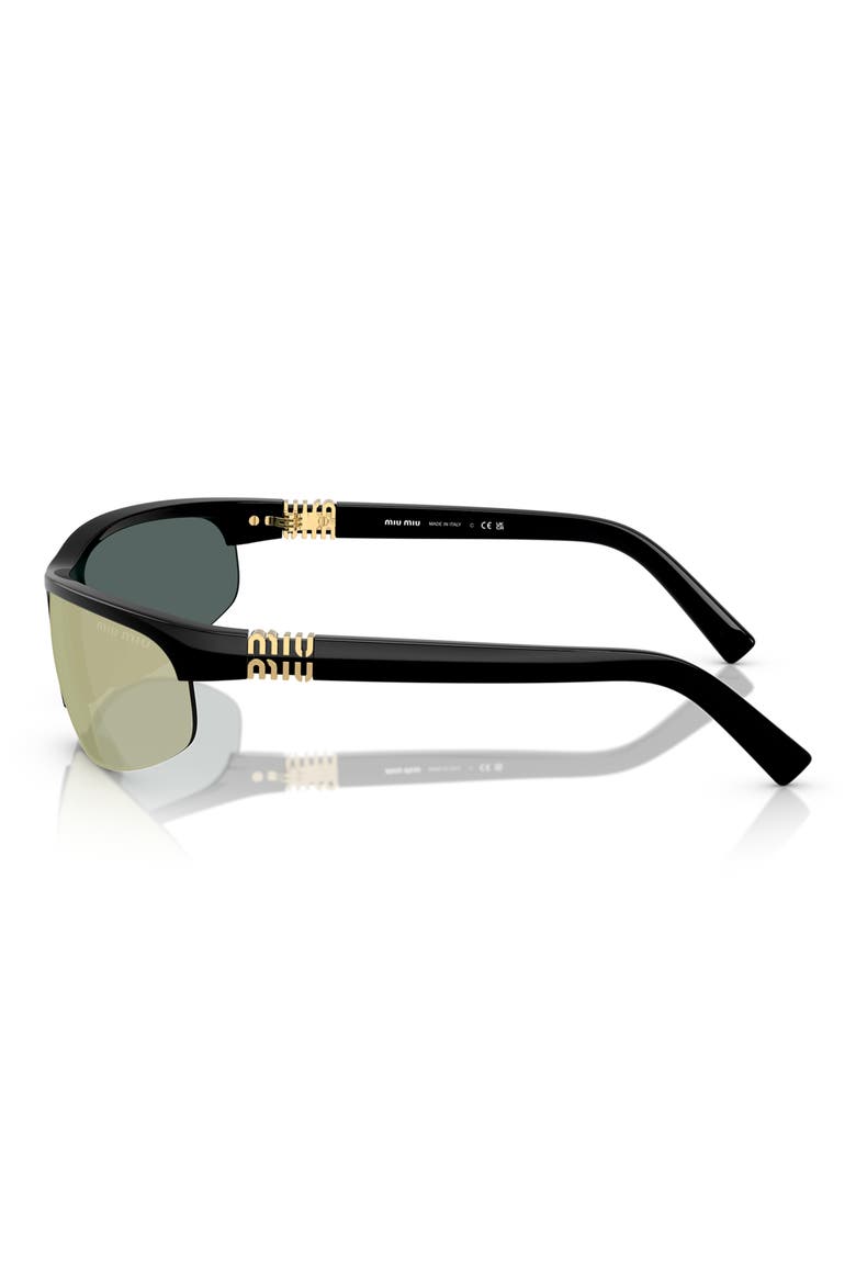 70mm Oversize Oval Semirimless Sunglasses, Alternate, color, BLACK