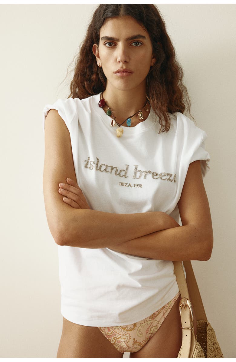 H&M Oversized T-shirt, Alternate, color, White/Island Breeze