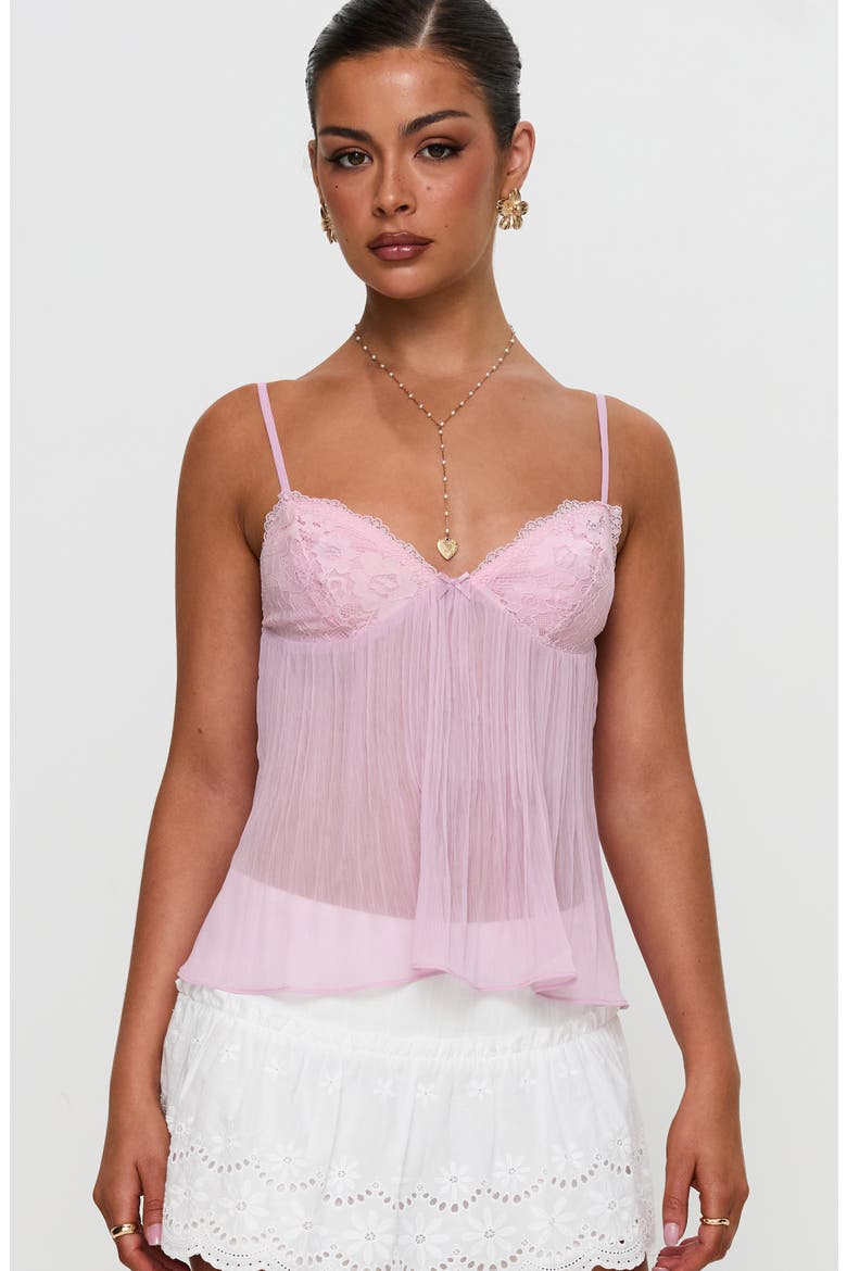 Zami Lace Pleated Camisole, Alternate, color, PINK