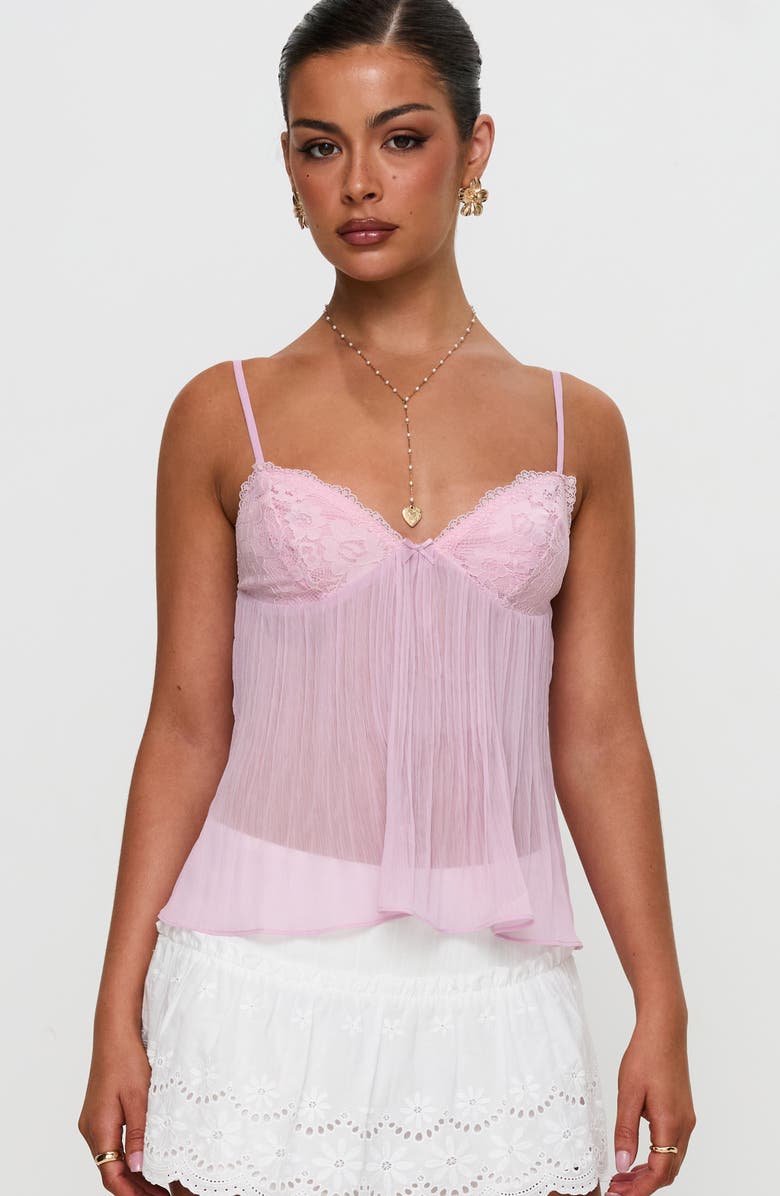 Princess Polly Zami Lace Pleated Camisole, Alternate, color,