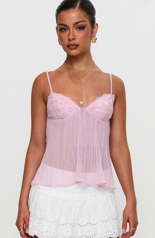 Princess Polly Zami Pleated Lace Trim Semisheer Camisole