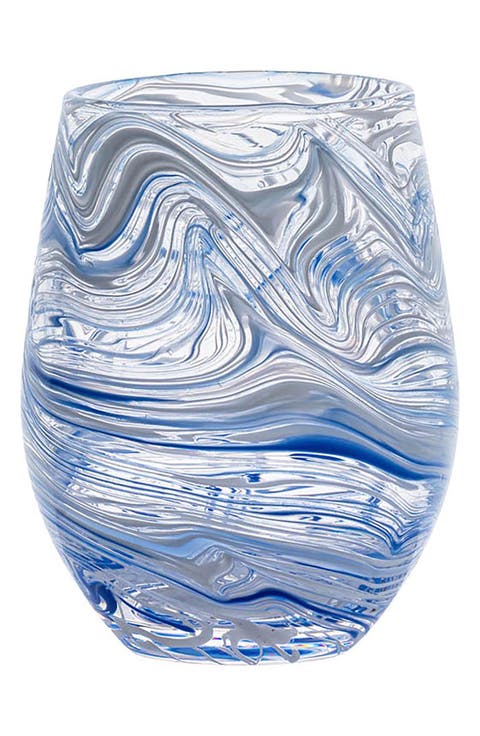 Puro Marbled Stemless Wine Glass
