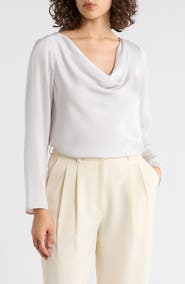 Gemma + Jane Cowl Neck Long Sleeve Satin Top