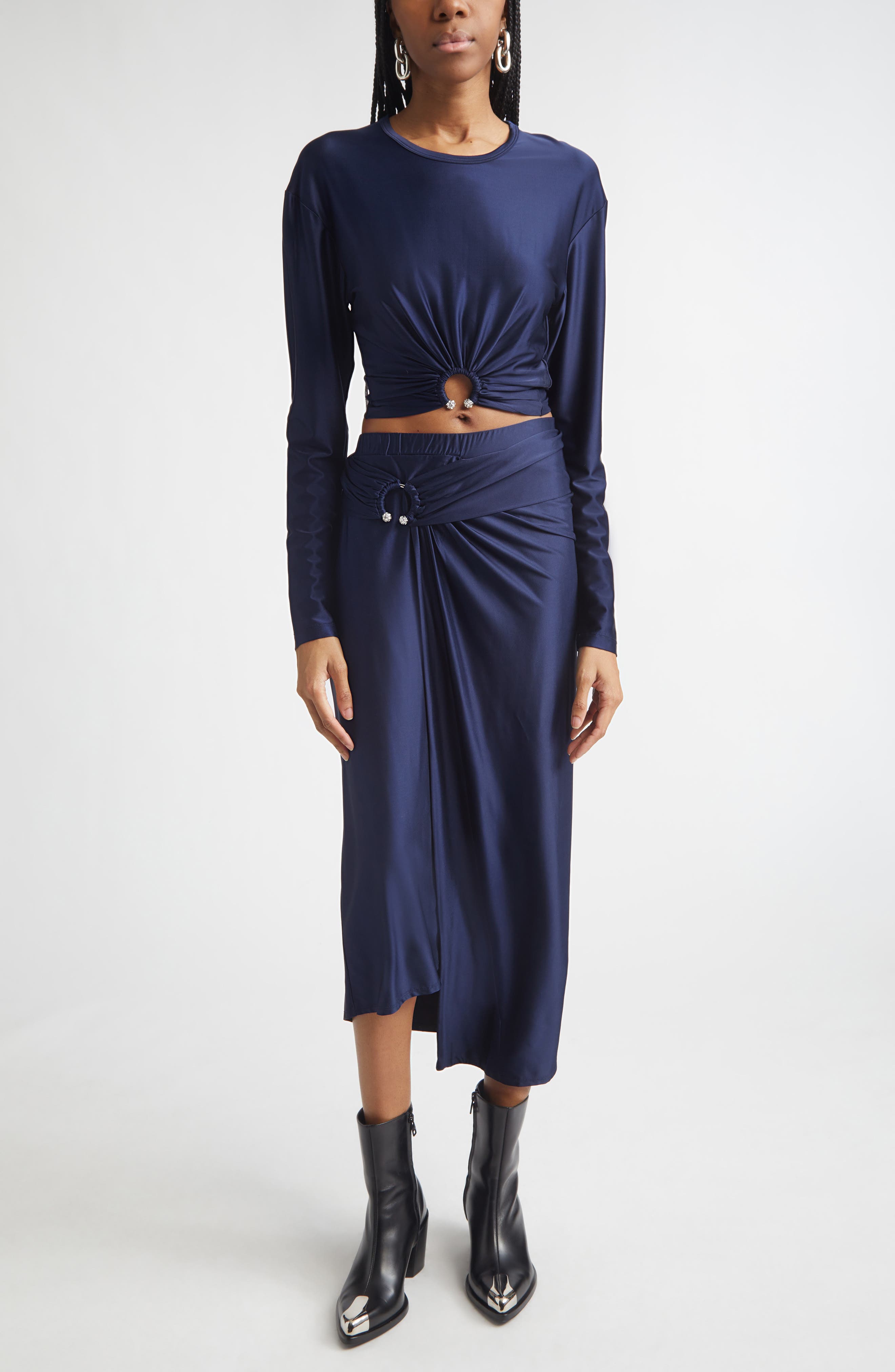 Pierced Satin Crop Top - image 2