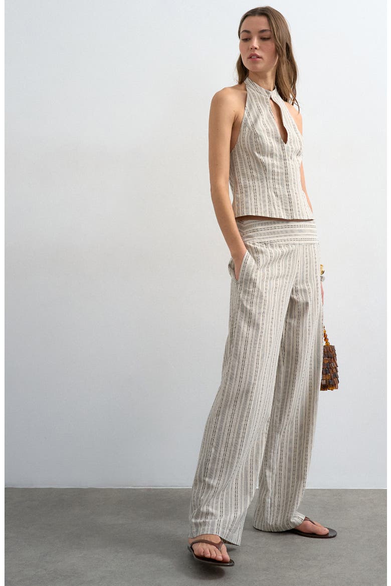 Stripe Cotton Blend Pants, Alternate, color, CREAM