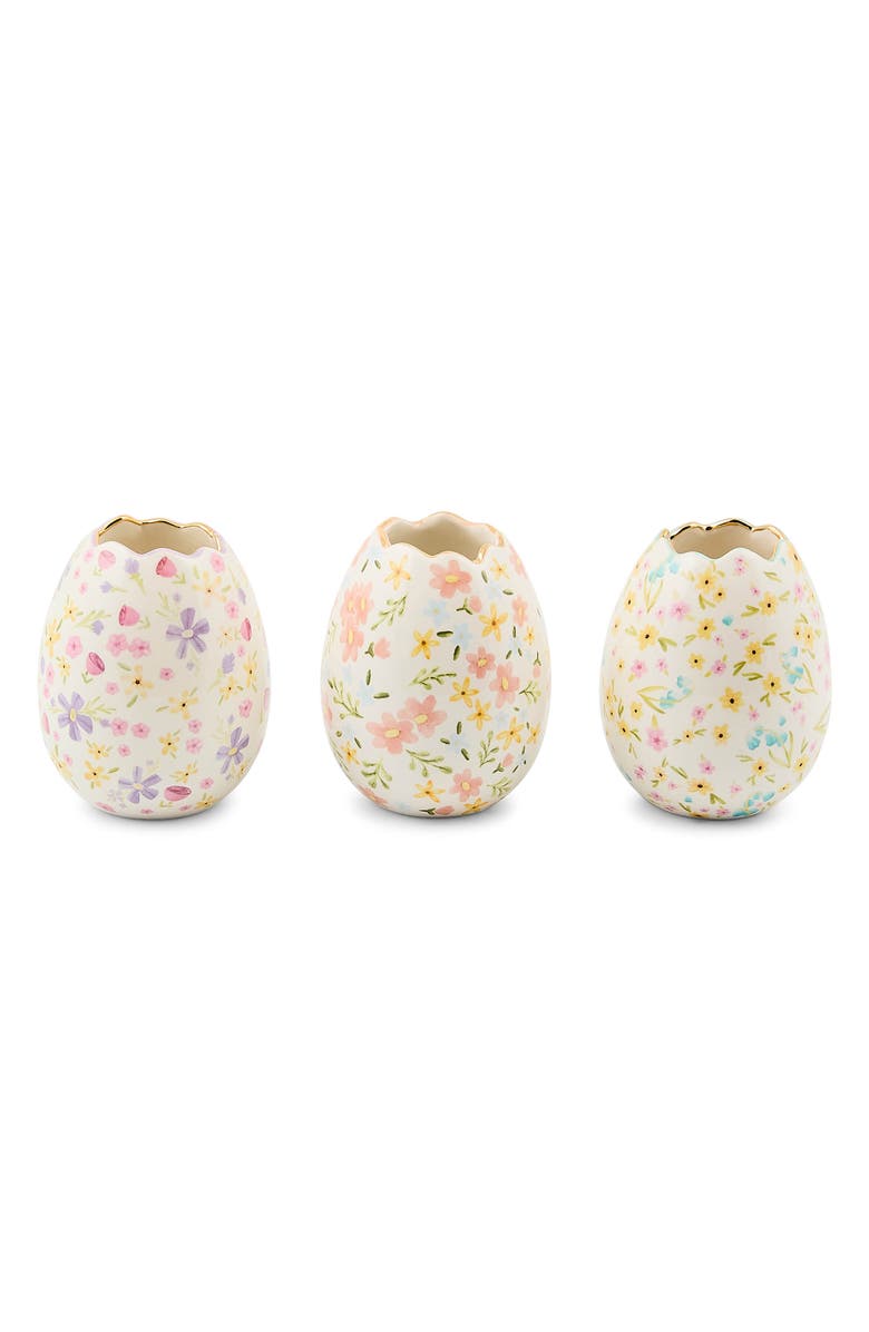 MACKENZIE CHILDS Posie Patch Rabbit Set of 3 Egg Vases, Main, color, White