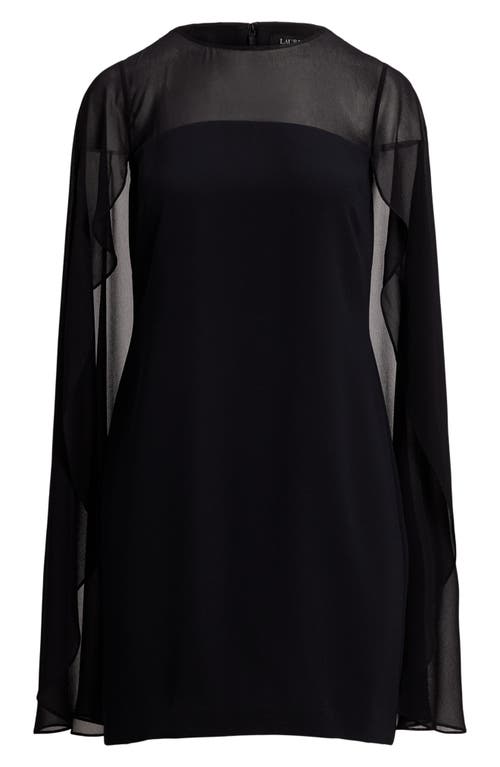 Ralph Lauren Women's Belted Cape Georgette Cocktail Dress In Black