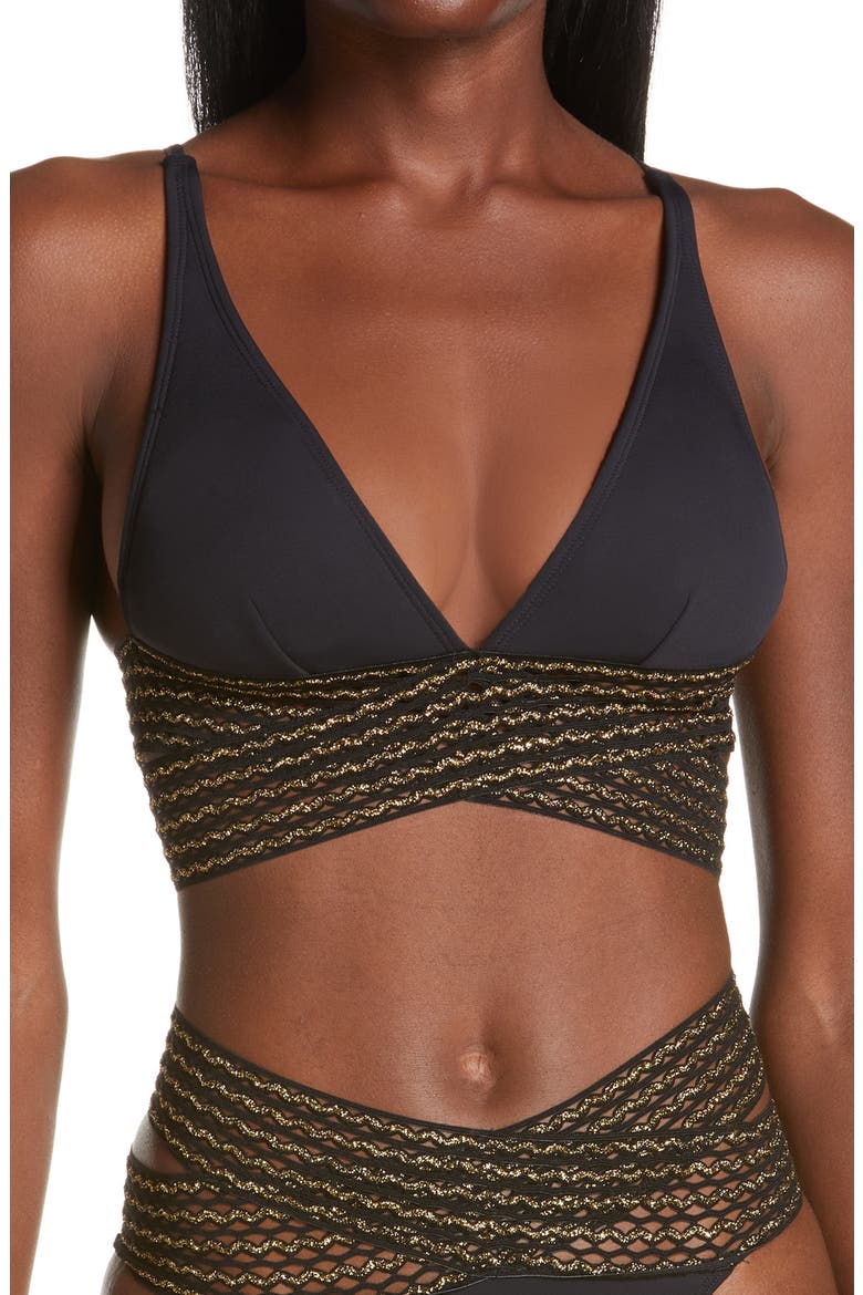 Wrap High Apex Bikini Top, Main, color, BLACK