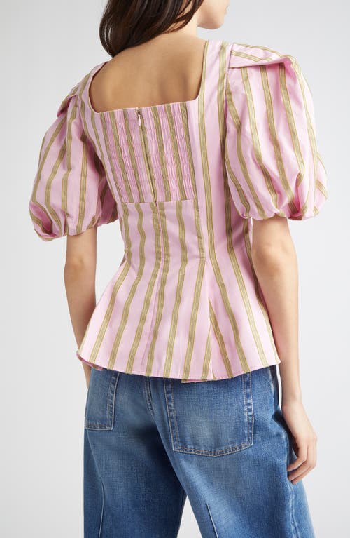 Stine Goya Womens Stripe-print Blouson-sleeve Cotton Jacquard Top Wallpaper Stripes In Pink