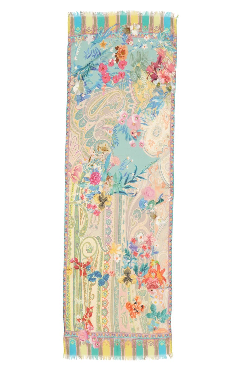 Etro Calcutta Floral Paisley Cashmere & Silk Scarf, Alternate, color,