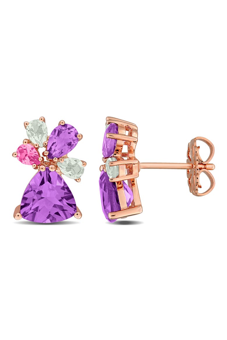 Semiprecious Stone Cluster Stud Earrings, Main, color, PURPLE