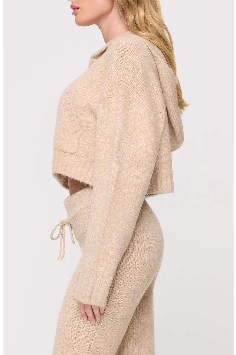 Jet Set Crop Zip Hoodie, Alternate, color, HEATHER OATMEAL